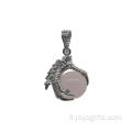 Bijoux en argent de charme Rose Quartz 15MM Sphère Dragon Ball Griffe Pendentif pour les femmes Accessoires